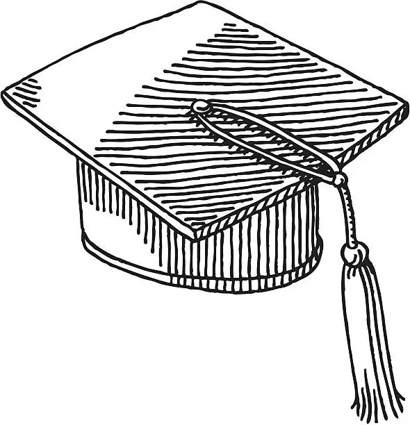 Vector illustration of Graduation Hat Drawing