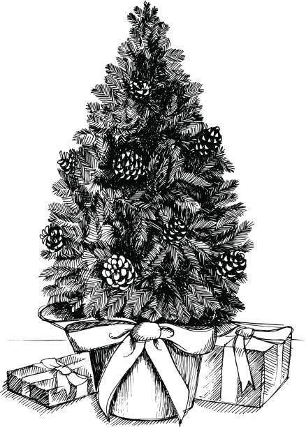 маленький рождественская дерево - christmas season christmas tree nostalgia stock illustrations