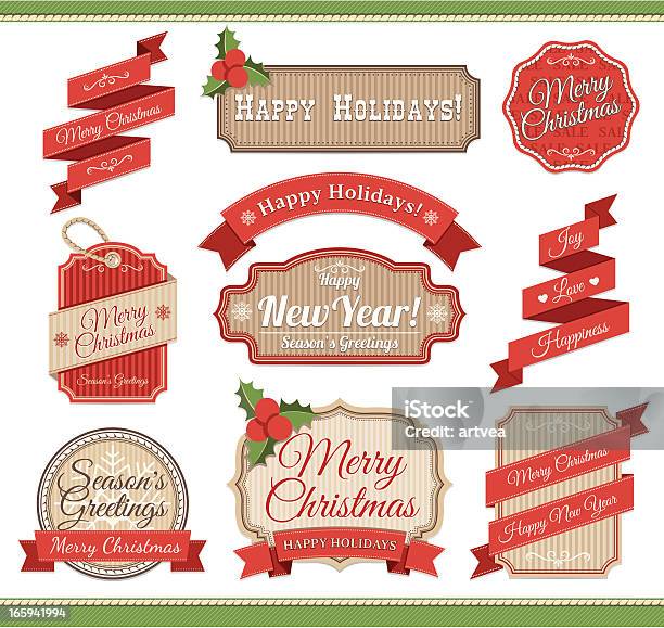 Vetores de Crachá De Natal Conjunto e mais imagens de Natal - Natal, Distintivo, Etiqueta - Mensagem