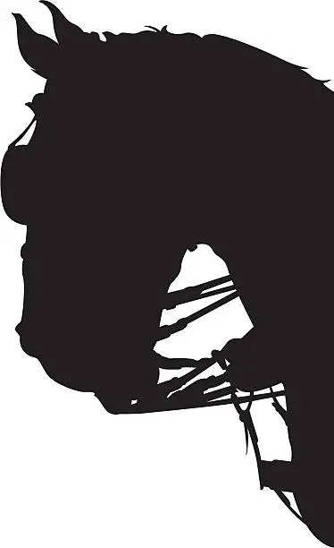 Vector illustration of Work Horse Head in Silhouette