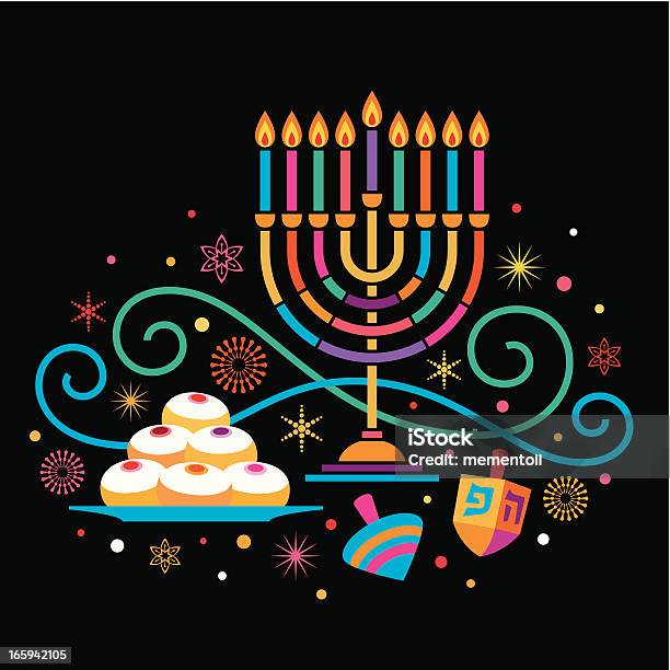 Colorful Hanukkah Stock Illustration - Download Image Now - Hanukkah, Happiness, Candle