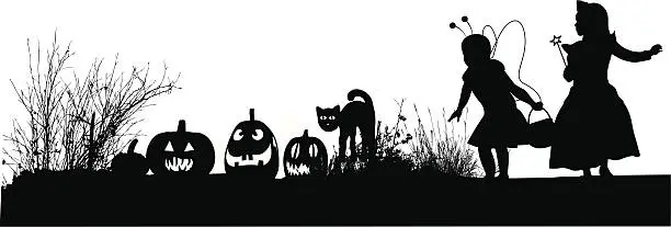 Vector illustration of Carved Pumpkins Vector Silhouette