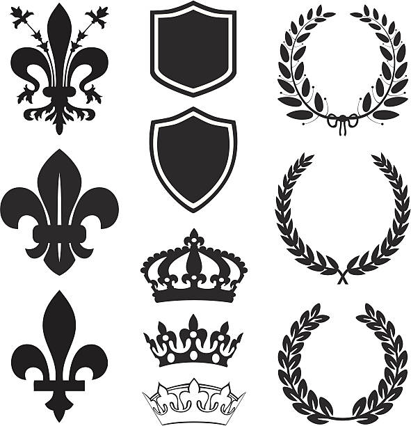 ilustraciones, imágenes clip art, dibujos animados e iconos de stock de salón fleur de lis heraldry de - crown symbol nobility vector