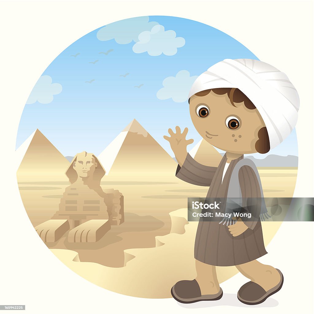 Египетский мальчик на большой Spynx из Гиза - Векторная графика Большой Сфинкс роялти-фри