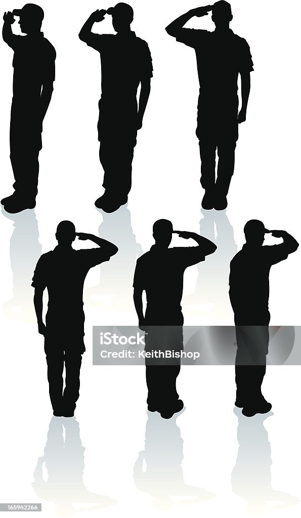 Forças Armadas saudação militar soldado ou Associação de Escoteiros - Vetor de Saudar royalty-free