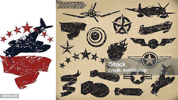 Noi In Aereo E Aeronauticagrunge Banner Di Combattenti Stelle - Immagini vettoriali stock e altre immagini di Seconda Guerra Mondiale