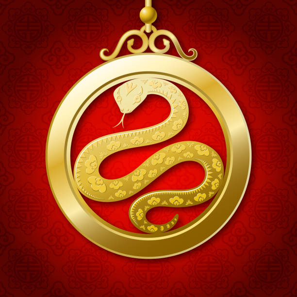 구정 뱀 동전 - snake chinese new year chinese zodiac sign china stock illustrations