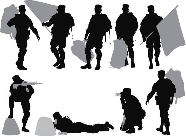 Multiple images of an army soldier Multiple images of an army soldierhttp://www.twodozendesign.info/i/1.png m16 stock illustrations