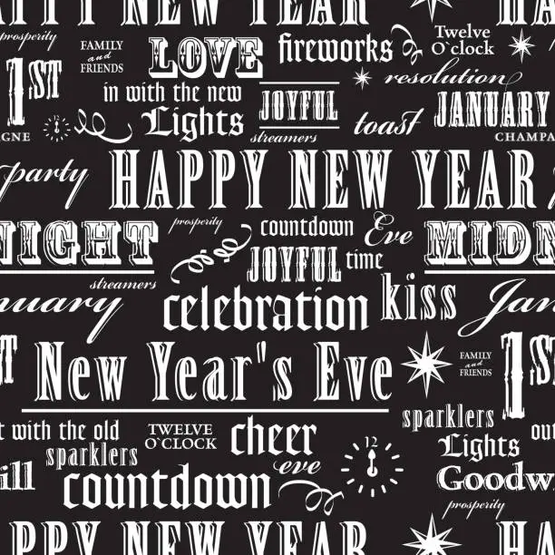 Vector illustration of Happy New Year seamless background pattern