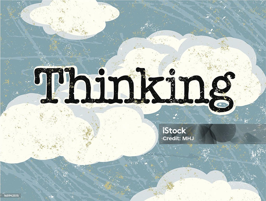 Thinking Image Blue Blue Sky And Thinking Text Stock Illustration - Download Image Now ...