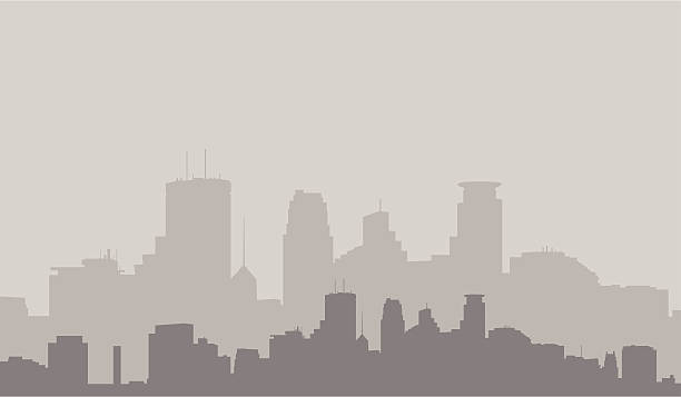 Minneapolis Skyline in Gray Minneapolis Skyline in Gray minneapolis illustrations stock illustrations