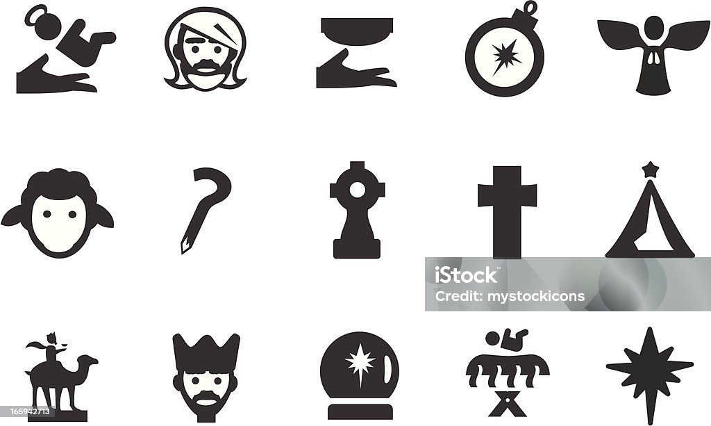 Christian Nativity Icons Christian and Navitiy icons.    Shepherd's Staff stock vector