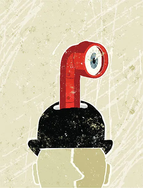 Vector illustration of Business Man's Head With Periscope