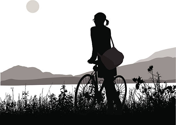 ilustraciones, imágenes clip art, dibujos animados e iconos de stock de sceniccycling - focus on shadow outdoors women one person