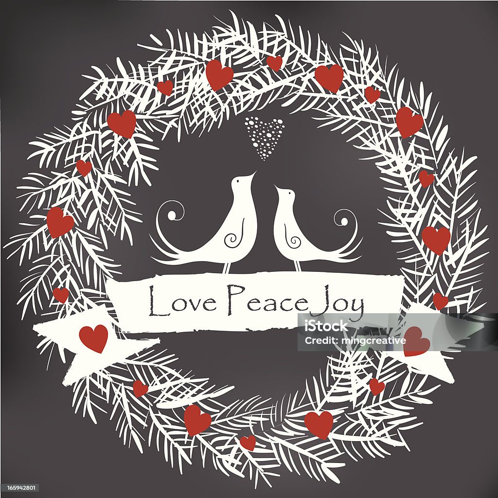 Noël magnifiques oiseaux Dessin à la craie sur le tableau noir - clipart vectoriel de Symboles de paix libre de droits