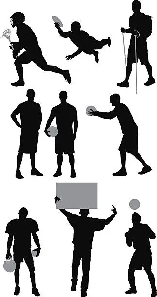 Vector illustration of Silhouette of sports people in different action