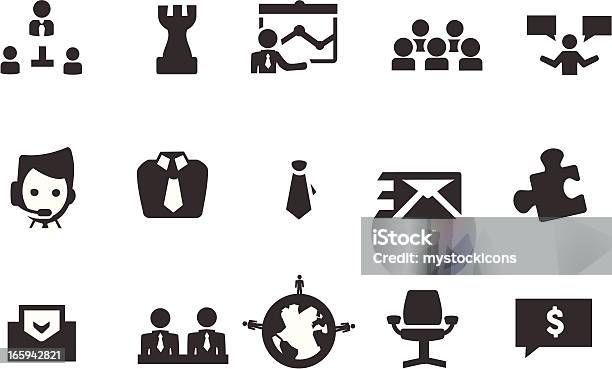 Icone Di Riunione Di Affari - Immagini vettoriali stock e altre immagini di Affari - Affari, Annodare, Bianco e nero