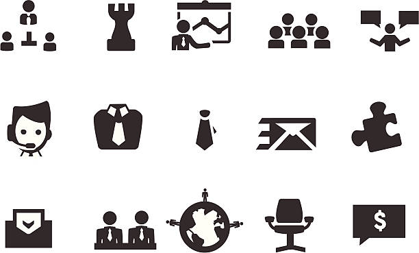 бизнес значки встреч - chess strategy business board room stock illustrations