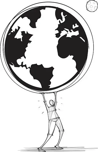 Vector illustration of Holding Up the World