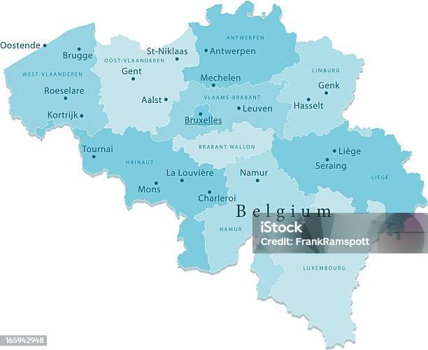 Belgia Wektor Mapa Regionów Puste - Stockowe grafiki wektorowe i więcej obrazów Belgia - Belgia, Mapa, Flandria - Belgia