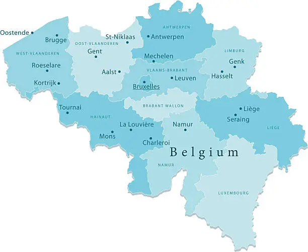 Vector illustration of Belgium Vector Map Regions Isolated