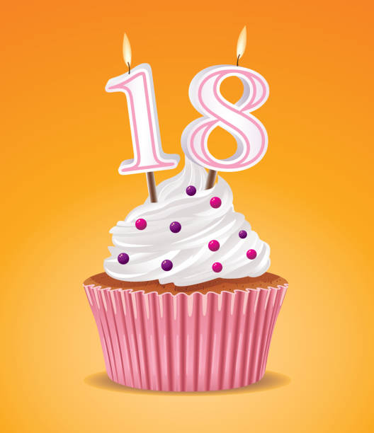 geburtstag cupcake - 18 19 jahre stock-grafiken, -clipart, -cartoons und -symbole