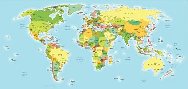 Vector illustration of Very High Detail World map