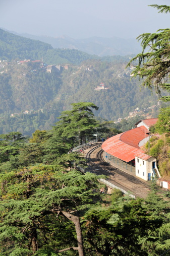Telephoto image of Himalayan railway most northerly and last due to the mountainous region.