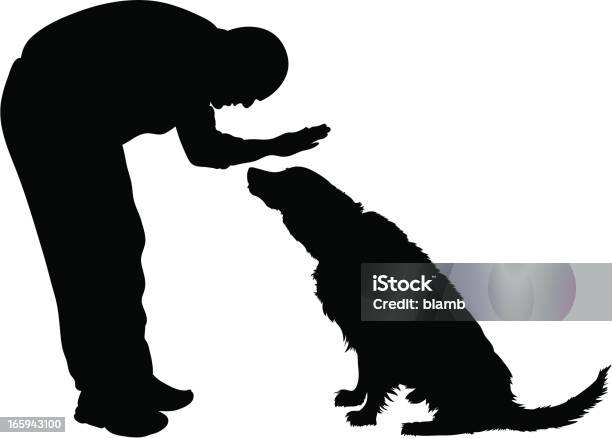 Man Petting Dog Stock Illustration - Download Image Now - Dog, Petting, Golden Retriever