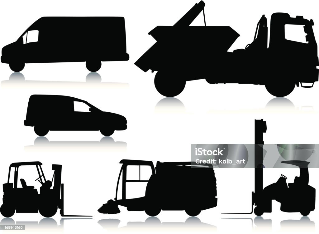 silhouettes de voiture et de l'industrie lourde - clipart vectoriel de Monospace libre de droits