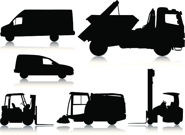 Car and heavy industry silhouettes vector art illustration