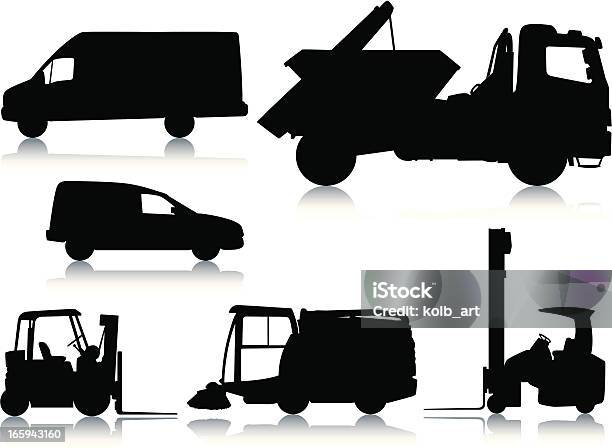 Car And Heavy Industry Silhouettes Stock Illustration - Download Image Now - In Silhouette, Mini Van, Black Color