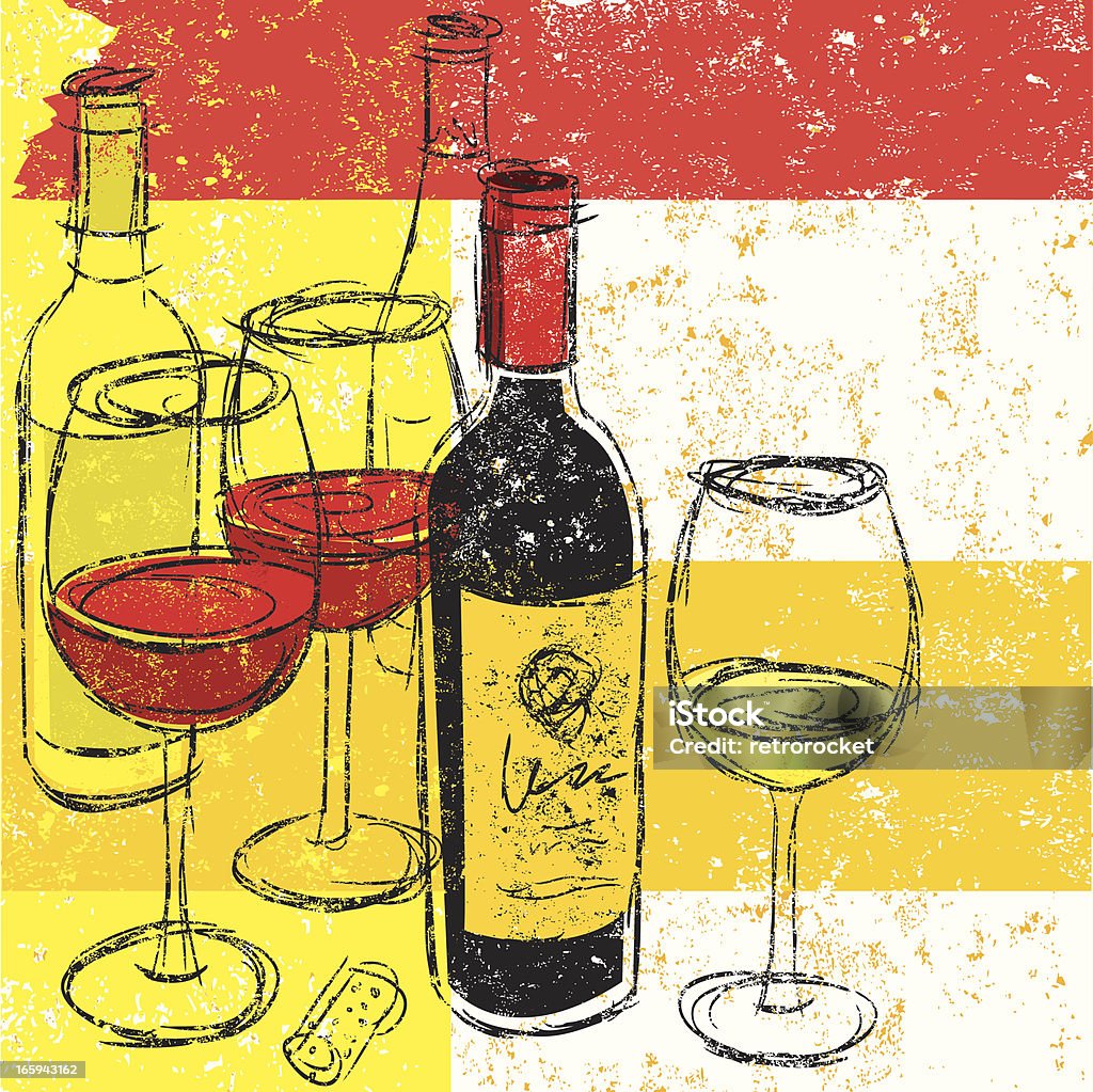 赤と白のワイン - スケッチのロイヤリティフリーベクトルアート