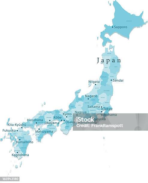 Japan Vector Map Regions Isolated Stock Illustration - Download Image Now - Map, Japan, Japanese Culture