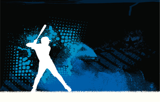 Graphic silhouette background illustration of a baseball batter hitting. Scale to any size. Check out my 
