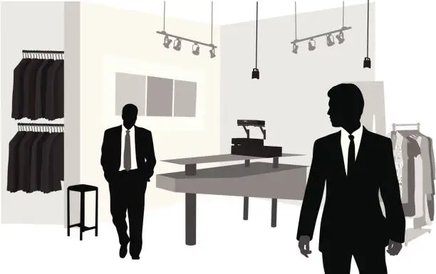 Vector illustration of Suited Vector Silhouette