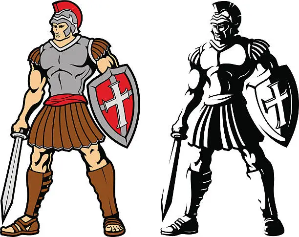 Vector illustration of Vector images of two Trojan warriors
