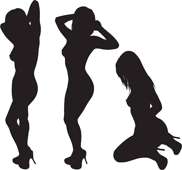 illustrations, cliparts, dessins animés et icônes de femme sexy silhouettes - sensuality sex symbol breast women