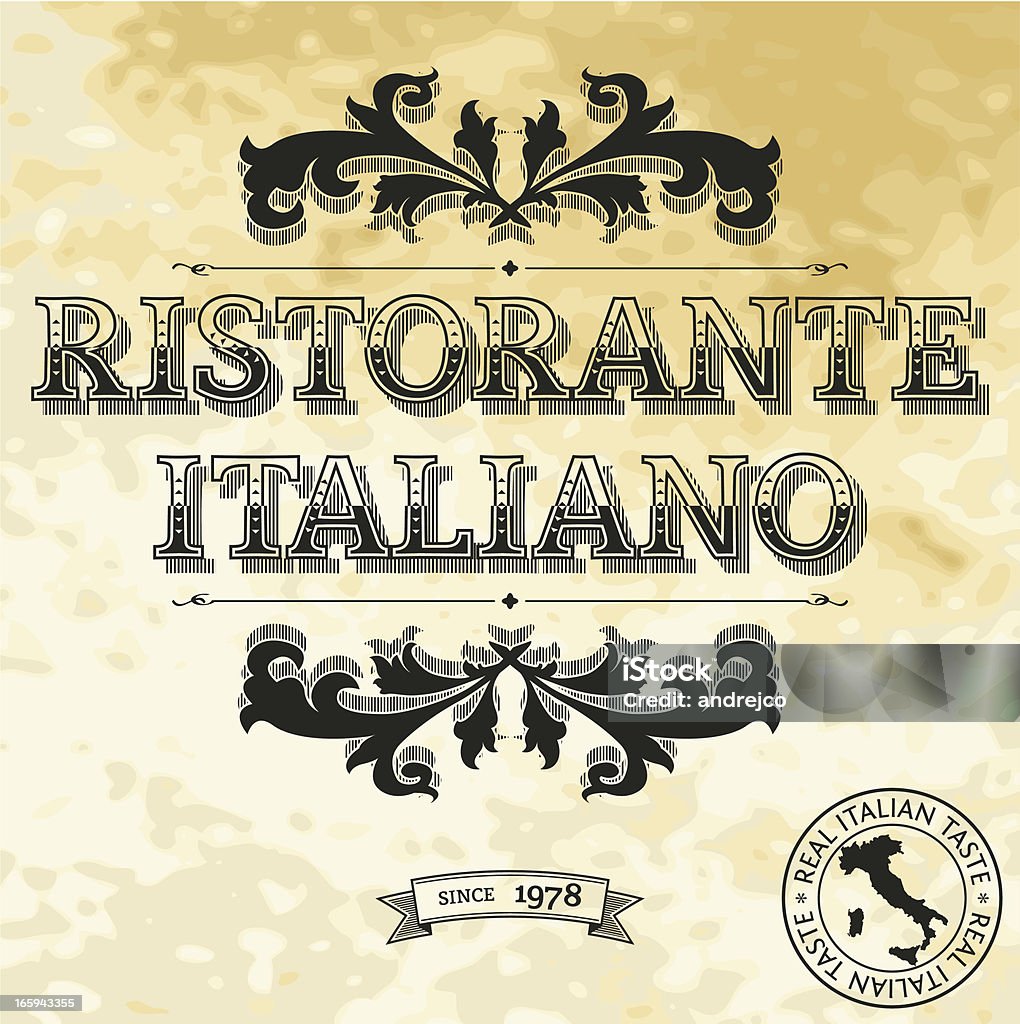 Włoska restauracja etykiety - Grafika wektorowa royalty-free (Akwaforta)