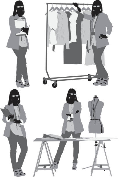 Multiple images of fashion designers Multiple images of fashion designershttp://www.twodozendesign.info/i/1.png sequence dress stock illustrations