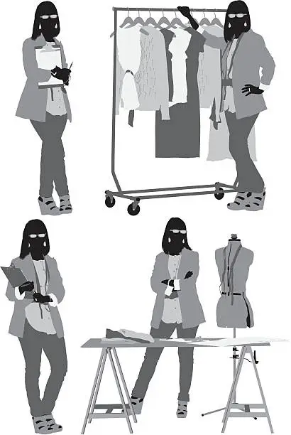 Vector illustration of Multiple images of fashion designers