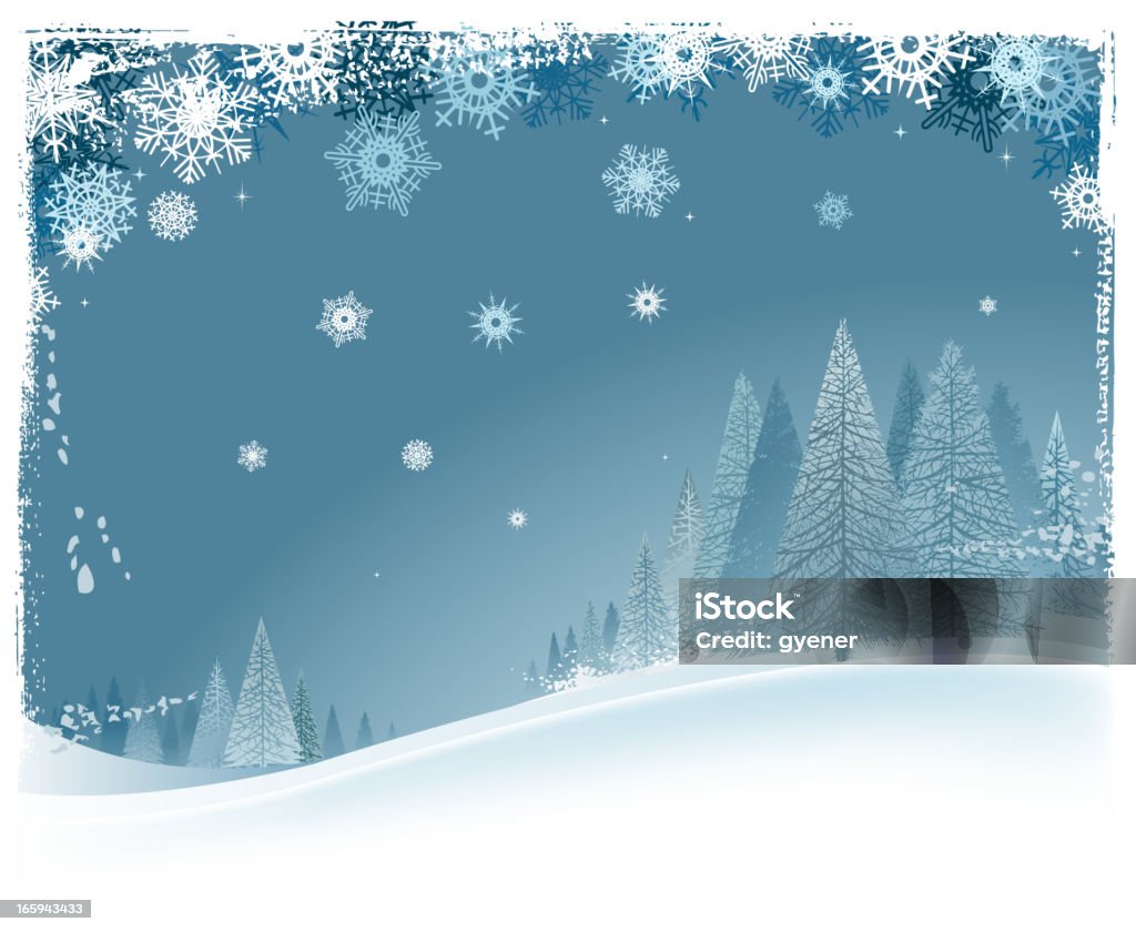 winter landscape drawn of vector winter scene illustrations. Dirty stock vector