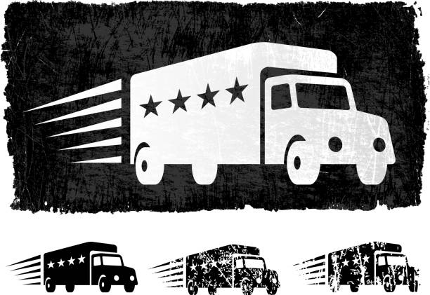 доставка грузовик с звезда рейтинг роялти-фри векторные фон - rust free stock illustrations