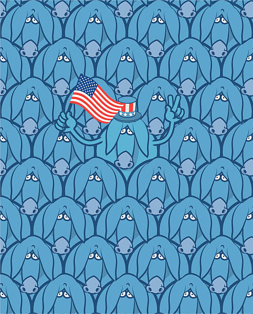 illustrazioni stock, clip art, cartoni animati e icone di tendenza di democratica asino - halftone pattern government patriotism group of animals