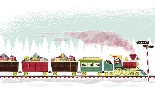 Vector illustration of Santa's Train