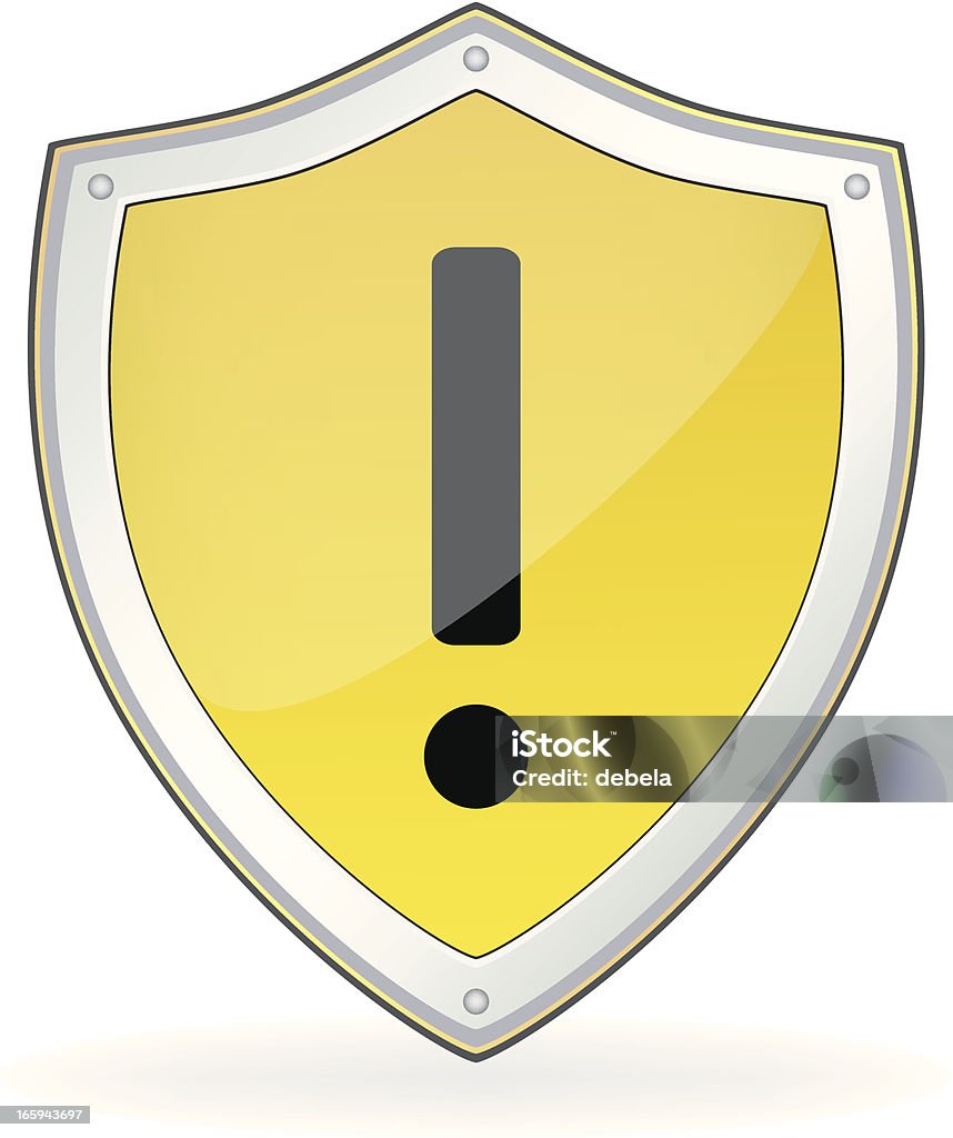 Attention Mark Shield - clipart vectoriel de Acier inoxydable libre de droits