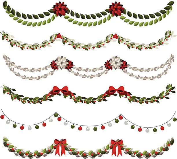 Vector illustration of Classic Christmas Garlands