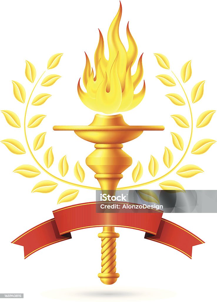 Fiaccola con rosso Banner - arte vettoriale royalty-free di Accendere (col fuoco)
