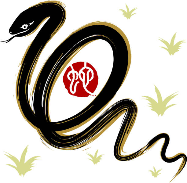 Chinese Snake Calligraphy Chinese painting for Year of the Snake 2013. EPS10. year of the snake stock illustrations