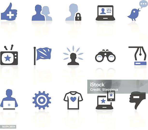 Blue White And Black Social Media Icons On White Background Stock Illustration - Download Image Now